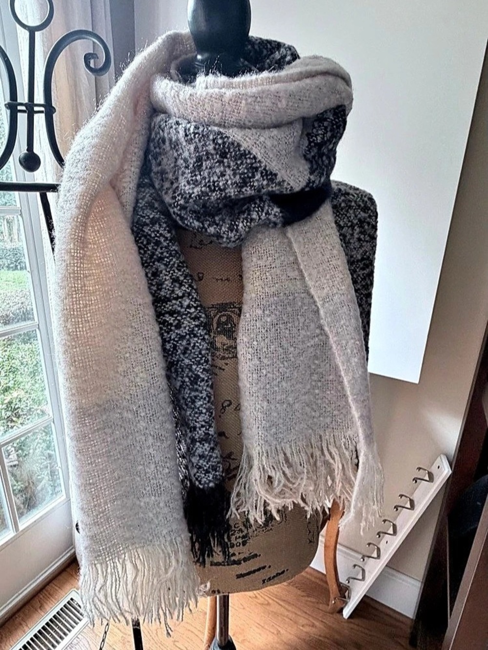 Kimchi Blue Color Block Scarf in Gray & Cream